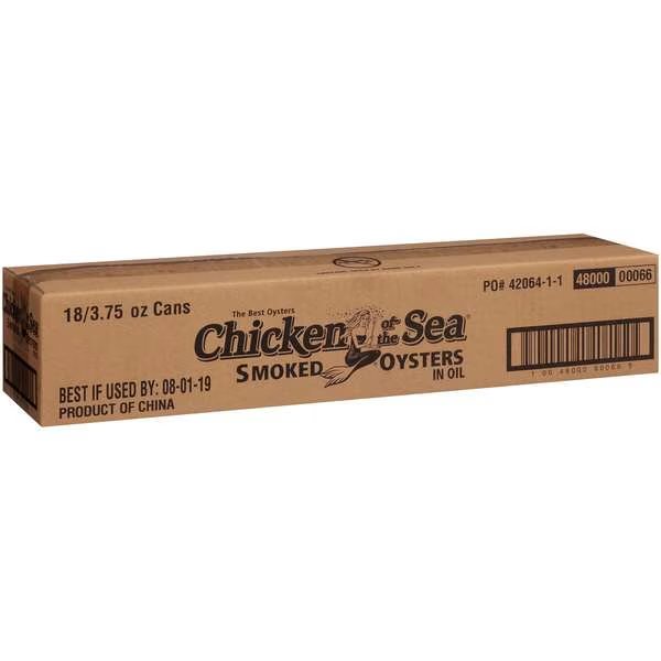 Chicken Of The Sea Smoked Oysters In Oil 3.75 oz., PK18, Chicken Of The Sea, Mfr#: 10048000000665